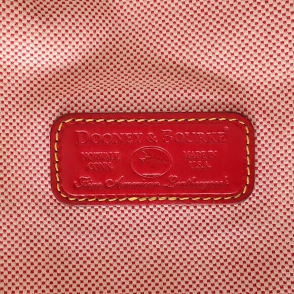 Dooney & Bourke Large Red Tweed Canvas Carry-All Tote Leather Handles & Accents - Picture 5 of 15